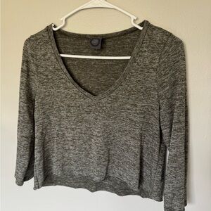Charcoal Heather V-Neck Women's Blouse
